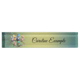 Placa De Nombre Un bonito desfile de pájaros personalizados en col