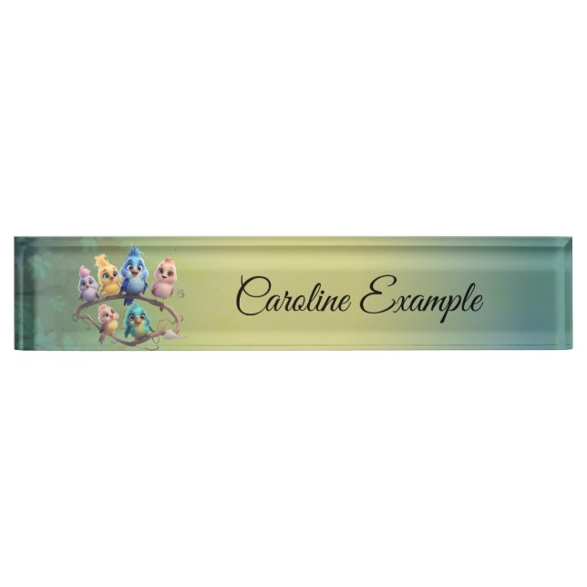 Placa De Nombre Un bonito desfile de pájaros personalizados en col (Anverso)