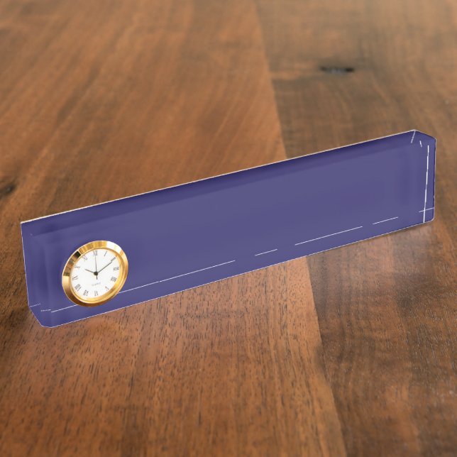 Placa De Nombre un fondo azul con un reloj (Lateral)