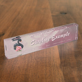 Placa De Nombre Un toque de rosa y brillo de cisne.