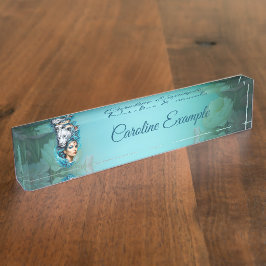 Placa De Nombre Una mujer cautivadora con una majestuosa cabeza de