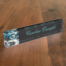 Placa De Nombre Una orca de vapor nadando en la ola.