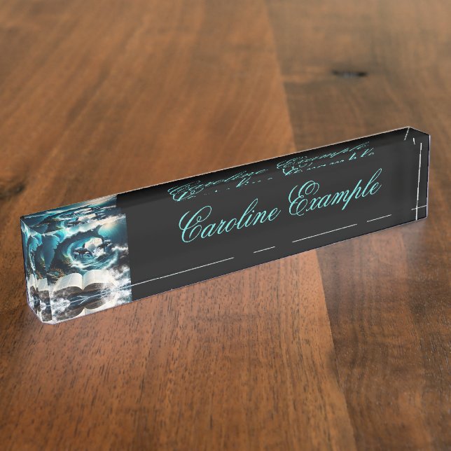 Placa De Nombre Una orca de vapor nadando en la ola. (Lateral)