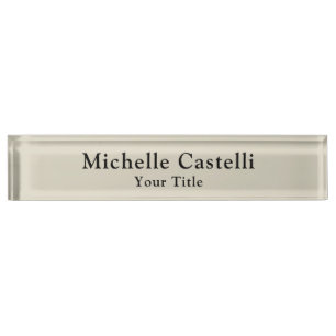 Placa De Nombre Único profesional Clásico Simple Gris Negro