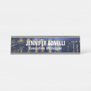 Placa De Nombre Van Gogh Starry Night Painting Añadir tu nombre