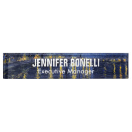 Placa De Nombre Van Gogh Starry Night Painting Añadir tu nombre