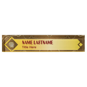 Placa De Nombre Vara de Oro Elegante y Marrón nombre personalizado
