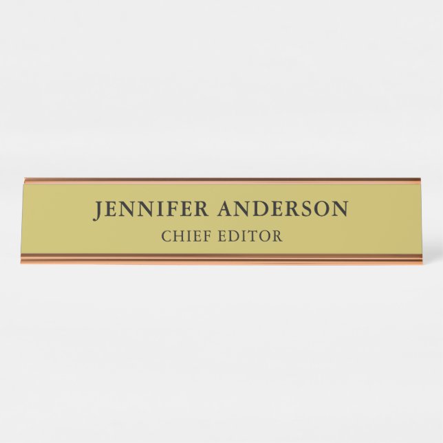 Placa De Nombre Vegas Gold Color Professional Classical Plain (Anverso)