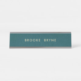 Placa De Nombre Verde azulado azul moderno profesional Minimalista