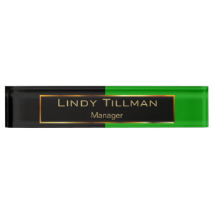Placa De Nombre Verde lima exclusiva y negro