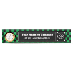 Placa De Nombre Verde y negro comprobados - Estilo de negocio mode