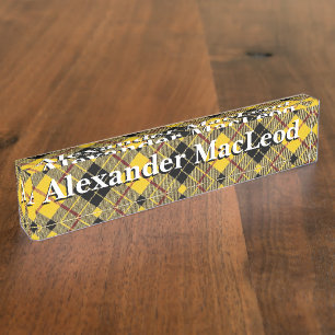 Placa De Nombre Viejo clan escocés MacLeod del tartán de Lewis