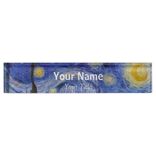 Placa De Nombre Vincent Van Gogh - La noche estrellada