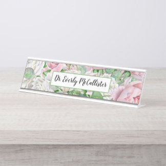 Placa De Nombre Vintage Victorian Rosa Jardín Nombre Plate