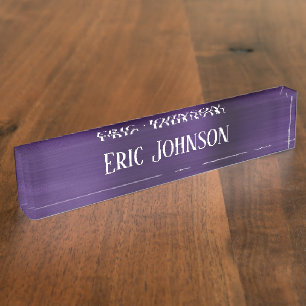 Placa De Nombre Violeta oscuro púrpura falso foil moderno
