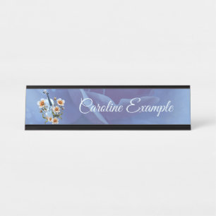 Placa De Nombre Violín blanco con flores - Música elegante y natur