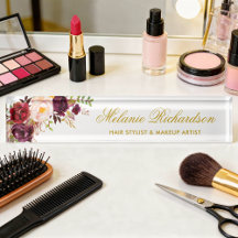 Watercolor Burgundy Floral Gold