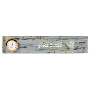 Placa De Nombre Waterlily Pond Lake Flower I Desk Name Plate