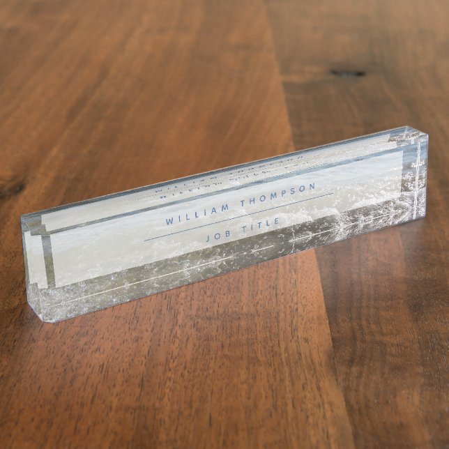 Placa De Nombre Waves de playa de mar y arena (Lateral)