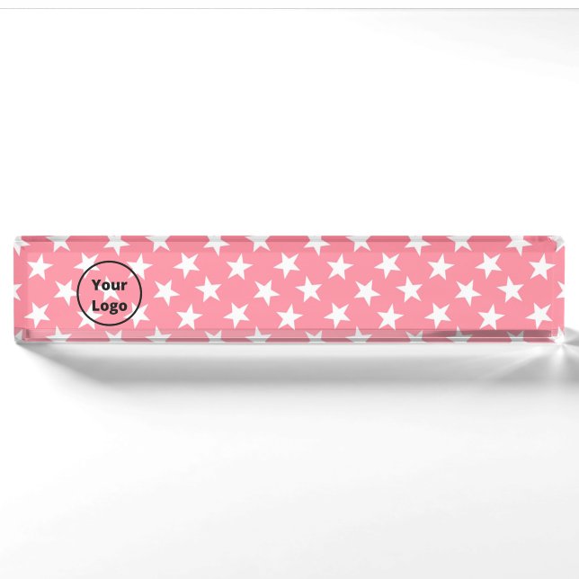 Placa De Nombre White stars on pink (Anverso)