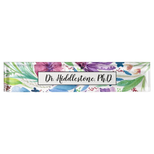 Placa De Nombre Wildflowers coloridos (Anverso)