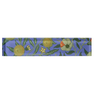 Placa De Nombre William Morris Papel de fondo azul granate