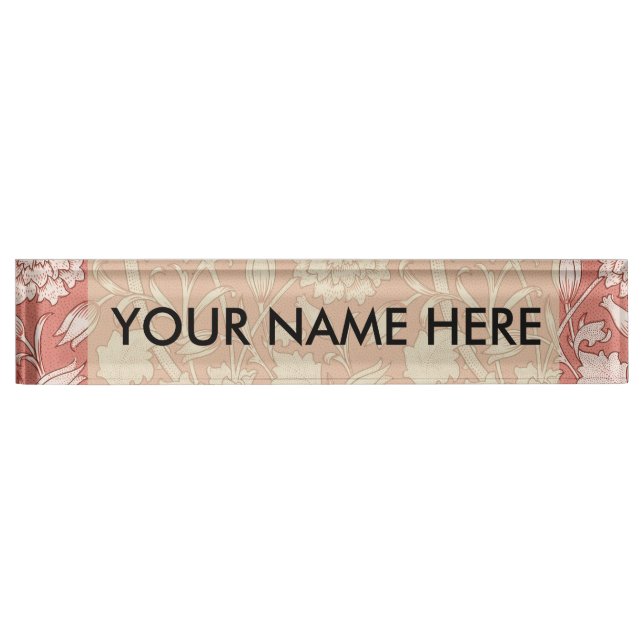 Placa De Nombre William Morris Wild Tulip Classic Victorian Design (Anverso)