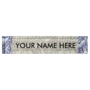Placa De Nombre William Morris Windrush flores azules florales