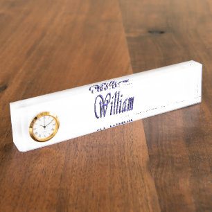 Placa De Nombre William Name In Blue Sparkle,
