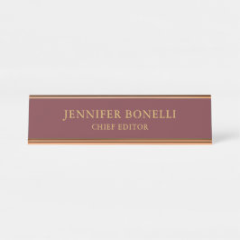 Placa De Nombre Wine & Gold Color Profesional Moderno Plata
