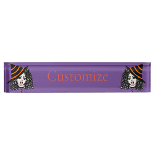 Placa De Nombre Witch Thunder_Cove con cabello rizado