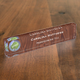 Placa De Nombre Wood de logotipos de empresas