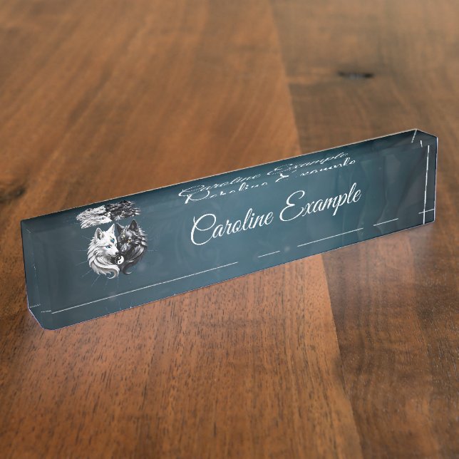 Placa De Nombre Yin Yang Wolves. (Lateral)