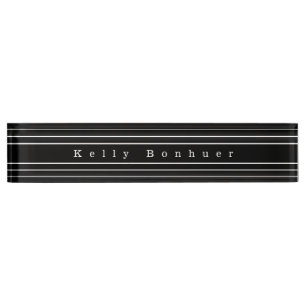 Placa De Nombre Your Custom Text & Modern Stripes   Black & White