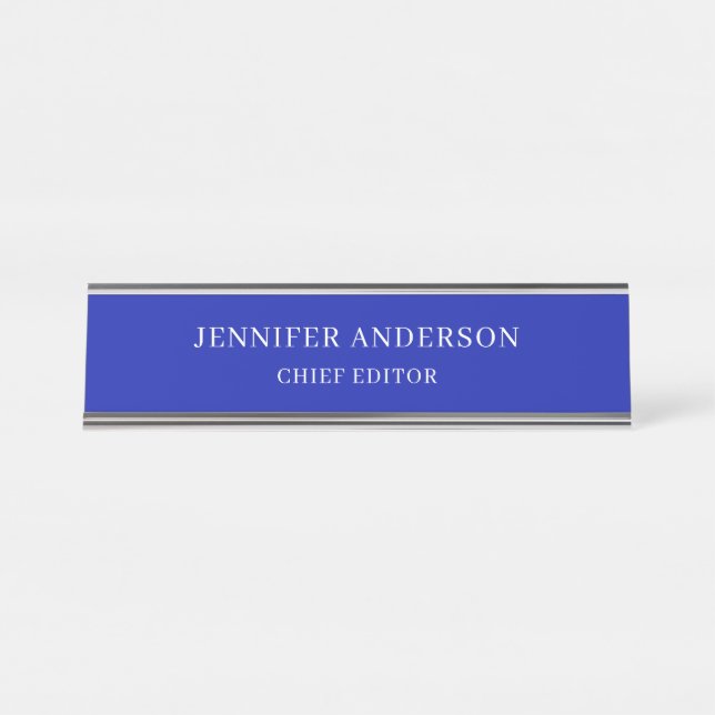 Placa De Nombre Zaffre Blue Professional Modern Plain Minimalist (Anverso)