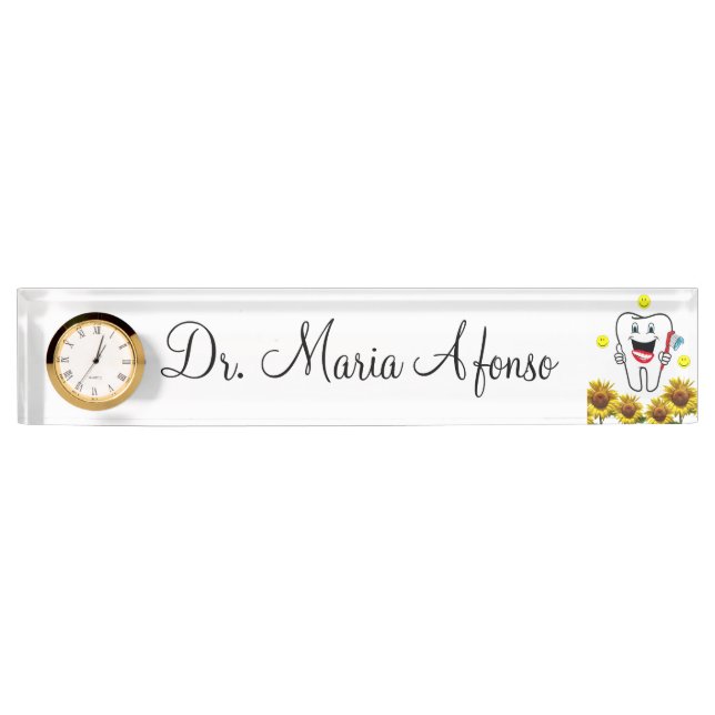 Placa de nombres de escritorio de dentista de gira (Anverso)