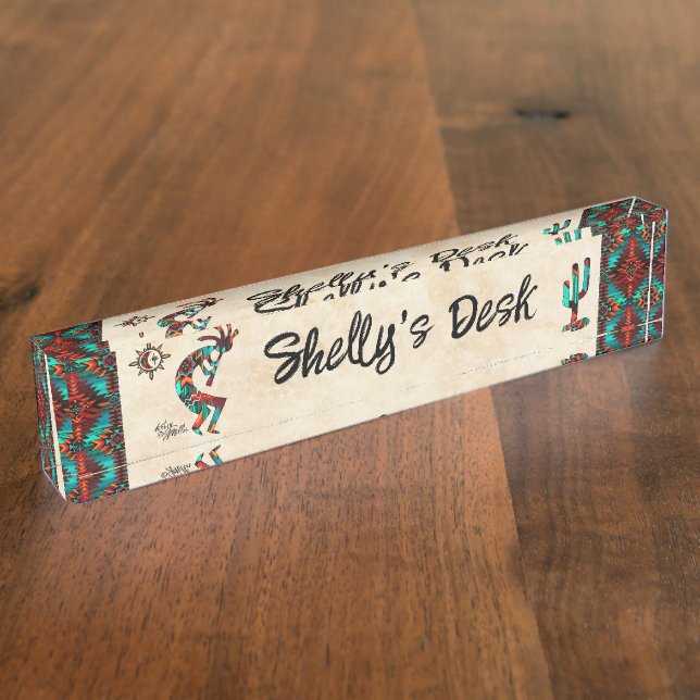 Placa de nombres de escritorio de Kokopelli (Lateral)