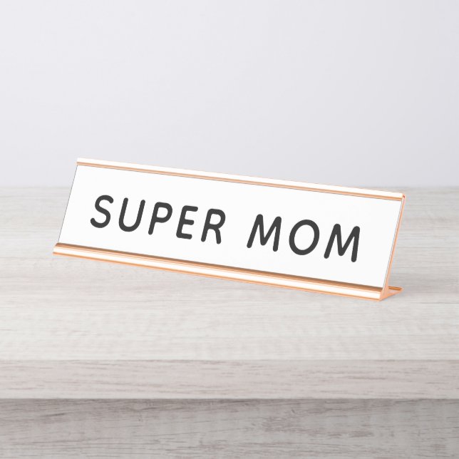 Placa de nombres de escritorio de supermamá (Anverso)