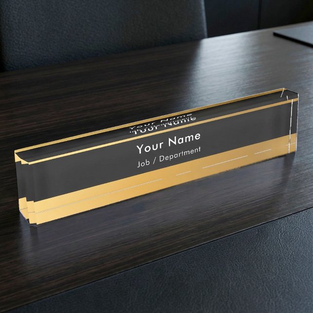 Placa de nombres de escritorio ejecutivo con clase (Gold classy executive desk name plate.)