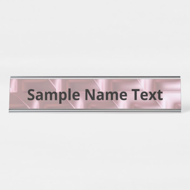 Placa de nombres de escritorio geométrico rosa de  (Anverso)