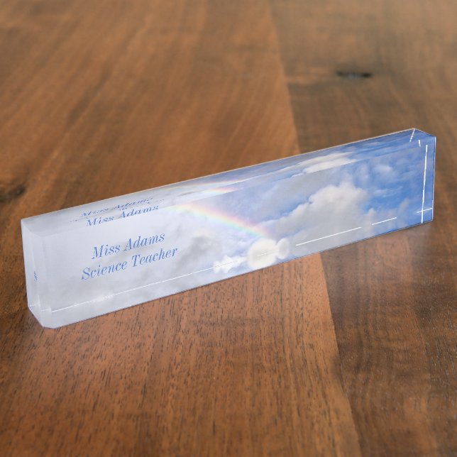 PLACA DE NOMBRES DE ESCRITORIO "RAINBOW IN CLOUDS" (Lateral)