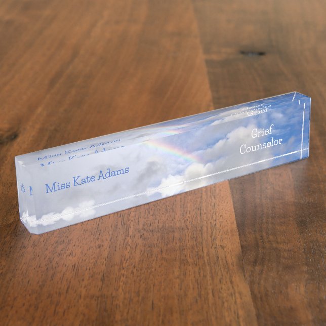 PLACA DE NOMBRES DE ESCRITORIO "RAINBOW IN CLOUDS" (Lateral)