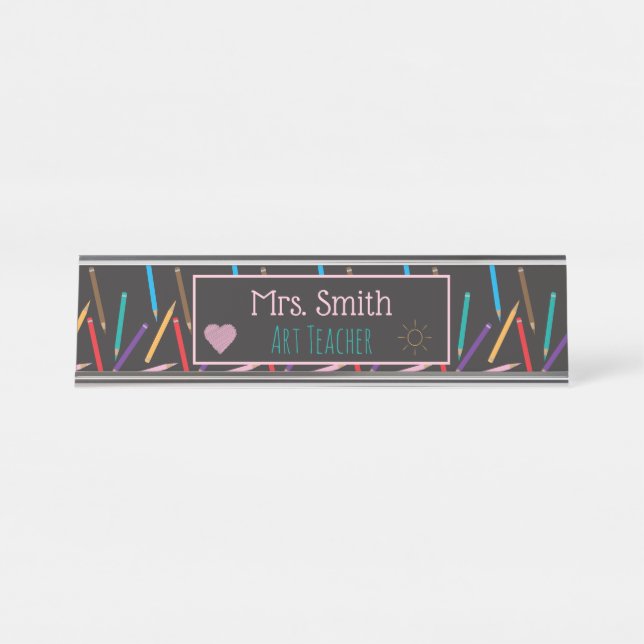 Placa de nombres personalizada del profesor de art (Anverso)