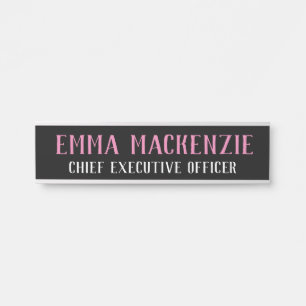 Placa de nombres Pink Modern Hanging Door Plate