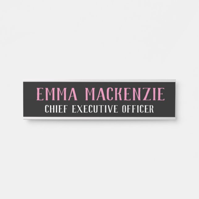 Placa de nombres Pink Modern Hanging Door Plate (Anverso)