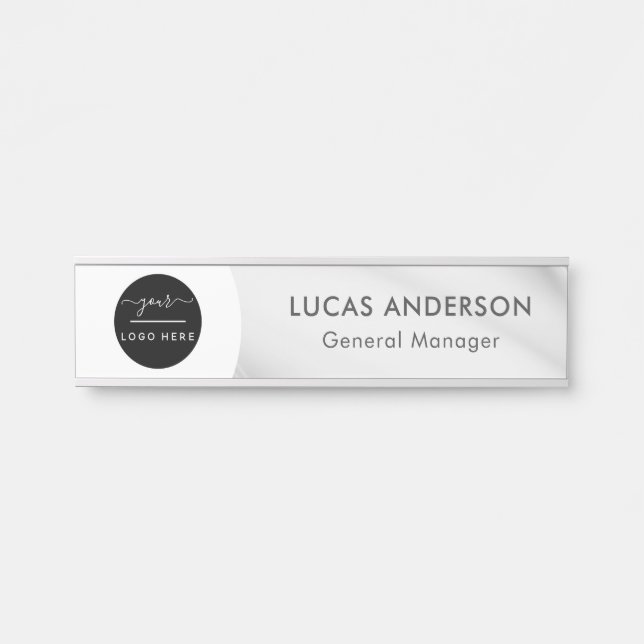 Placa de plata/nombre de puerta de oficina interca (Anverso)