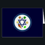 Placa de Seder<br><div class="desc">Placa del seder del Passover llenada de símbolos judíos tradicionales en las tarjetas de felicitación,  los sellos,  los pegatinas,  los regalos del bebé y la decoración casera ofreciendo la estrella de David judía.</div>