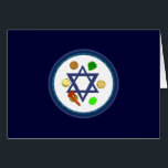 Placa de Seder<br><div class="desc">Placa del seder del Passover llenada de símbolos judíos tradicionales en las tarjetas de felicitación,  los sellos,  los pegatinas,  los regalos del bebé y la decoración casera ofreciendo la estrella de David judía.</div>