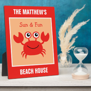 Placa de texto del personalizado del cangrejo feli