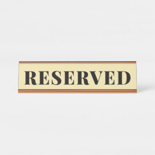 Placa del nombre del escritorio de la reserva amar